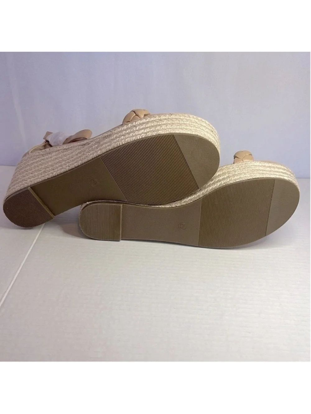 NEW Piepiebuy Wedge Platform Espadrille Sandals Women's Size 9.5 Tan Coastal